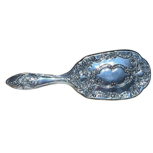 Vintage 4 piece vanity set. Silver Plated Raised Roses. Ornate.Mirror,brush,comb - Picture 6 of 10